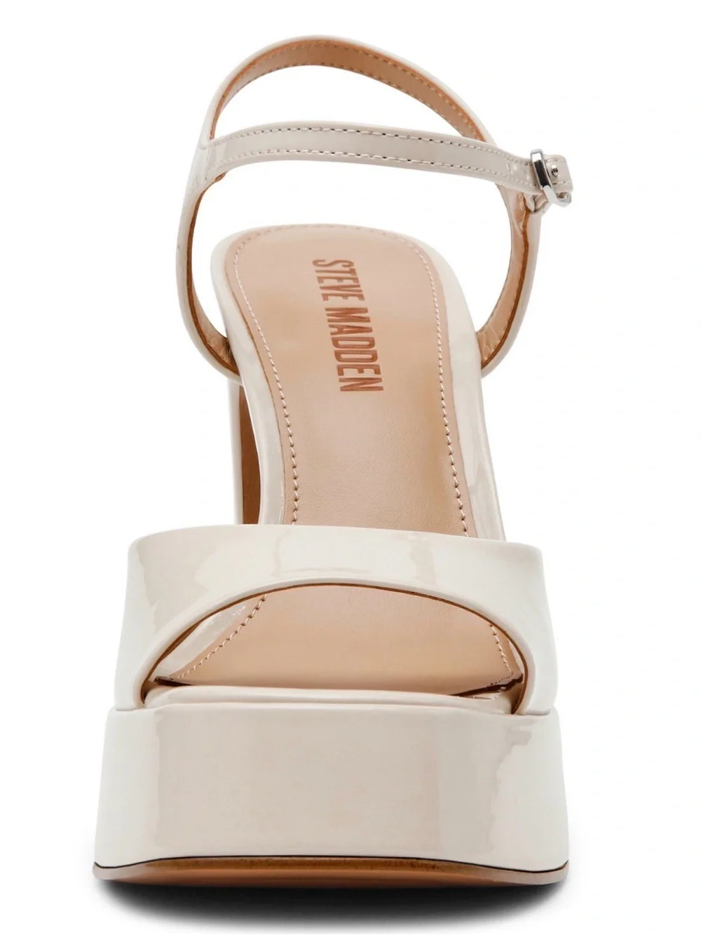 Steve Madden Ivory Patent Platform Block Heel Sandal.       #14